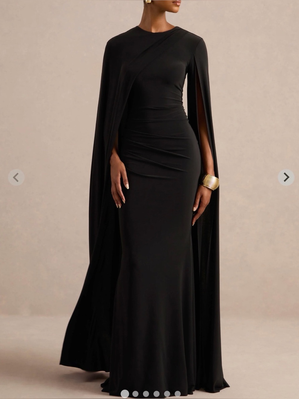 Club L London Elegant Black Cape Evening Gown